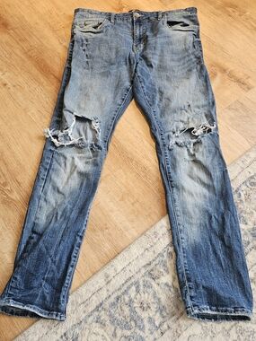 Mens Jordan Craig Sean 36x32 Blue Denim Jeans Ripped Pants